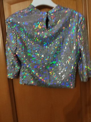Top Bershka argento specchio cut-out mai indossato
