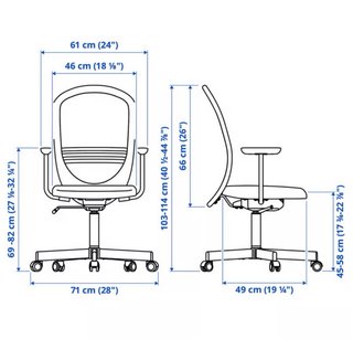 Silla de oficina IKEA Flintan con reposabrazos