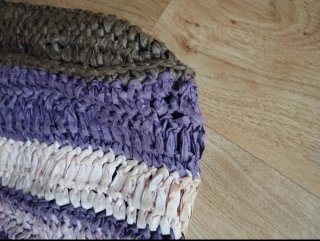 Bolso boho artesanal rafia/crochet asas madera