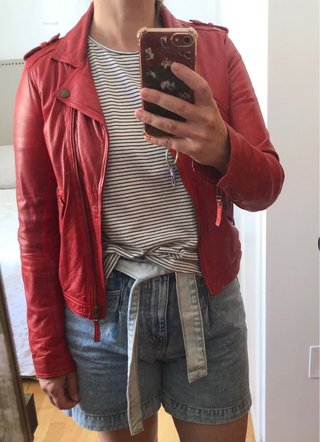 Cazadora Biker Roja Pull&Bear Talla M