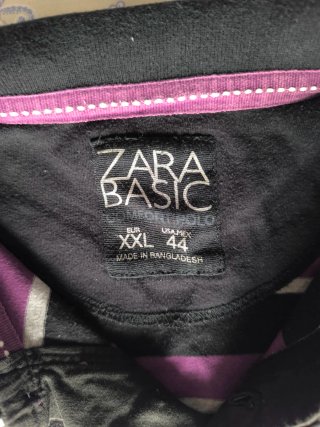 Polo Zara Basic rayas morado XXL
