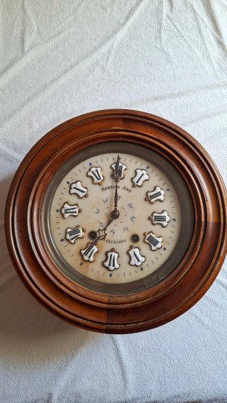 Reloj de Pared Antiguo Madera y Cristal