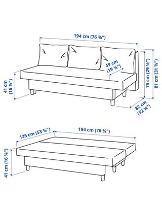 Sofá cama gris de tela