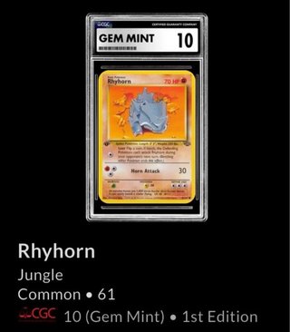Rhyhorn Jungle #61 CGC 10 1st Edition