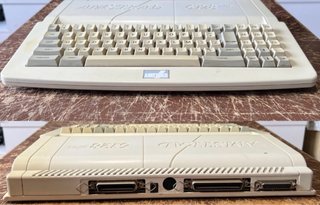 Amstrad CPC 6128 Plus + Mando + Burnin’ Rubber