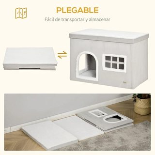Casa Plegable para Gatos Interior Cueva Gris