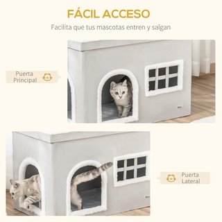 Casa Plegable para Gatos Interior Cueva Gris