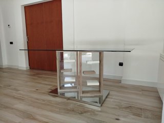 Mesa de comedor cristal y madera