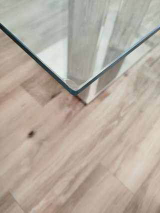 Mesa de comedor cristal y madera