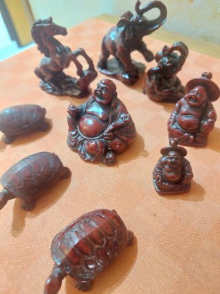 Set 7 Statuine Portafortuna Feng Shui Resina