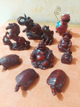 Set 7 Statuine Portafortuna Feng Shui Resina