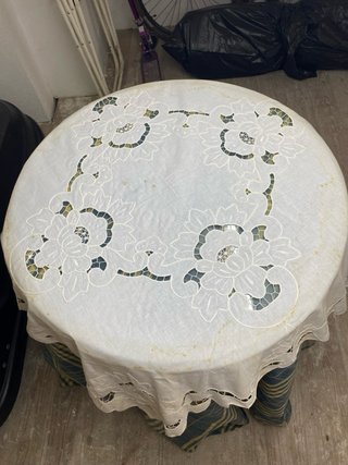 Mesa brasero cristal y tela