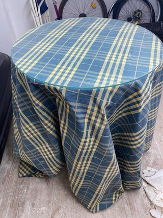 Mesa brasero cristal y tela