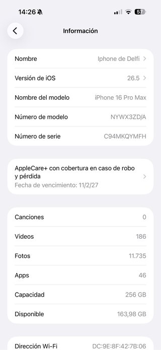 iPhone 16 Pro Max 256GB Gris