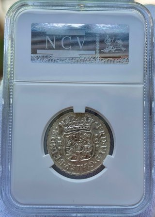 Moneda PLATA 2 Reales 1751 Mexico Columnario VF35