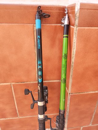 Canne da pesca telescopiche per carpfishing + mulinelli