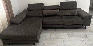 Divano angolare 3 posti tessuto grigio