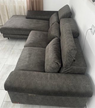 Divano angolare 3 posti tessuto grigio