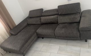 Divano angolare 3 posti tessuto grigio