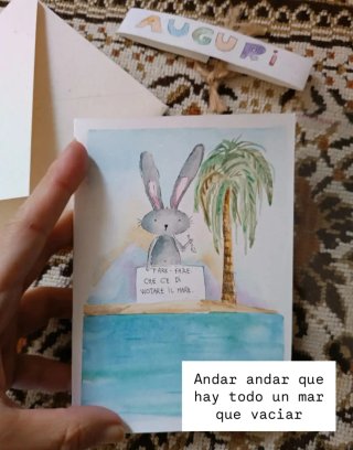 Biglietto Auguri Acquerello Coniglio Mare