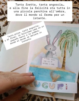 Biglietto Auguri Acquerello Coniglio Mare