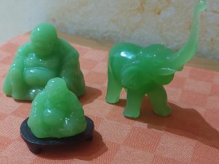 Statuine portafortuna resina/pasta di vetro