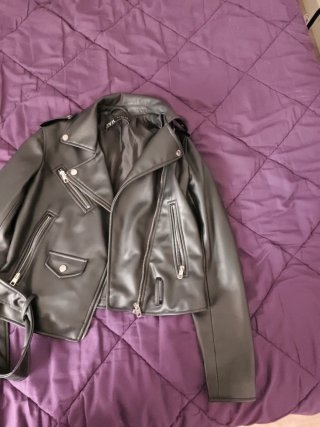 Chaqueta cuero Zara mujer negra