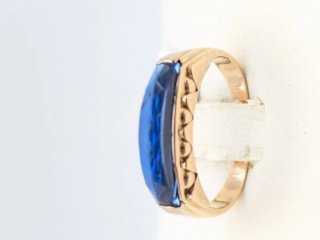 Anillo Oro 18k Vintage con Piedra Azul