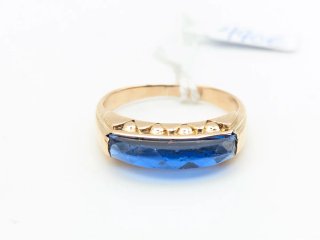 Anillo Oro 18k Vintage con Piedra Azul