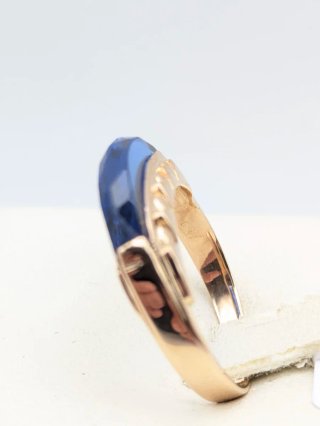Anillo Oro 18k Vintage con Piedra Azul