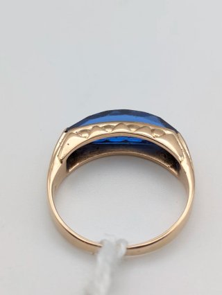 Anillo Oro 18k Vintage con Piedra Azul