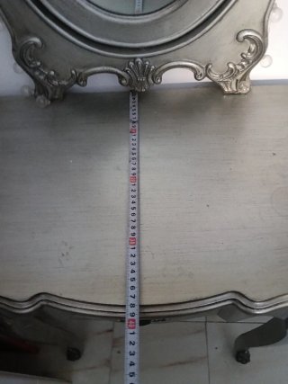 Tocador antiguo vintage gris con espejo