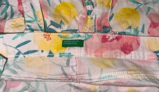 Salopette corta bambina fiori 5 anni