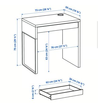 Mesa MICKE Ikea Blanca 73x50