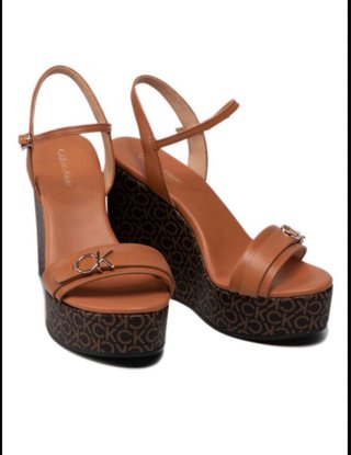 Sandalias Cuña Calvin Klein Marrón Originales
