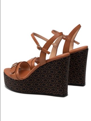 Sandalias Cuña Calvin Klein Marrón Originales