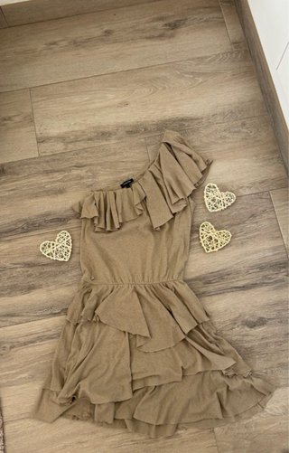 Vestido Massimo Dutti un hombro volantes S