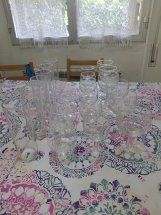 Conjunto copas y vasos cristal