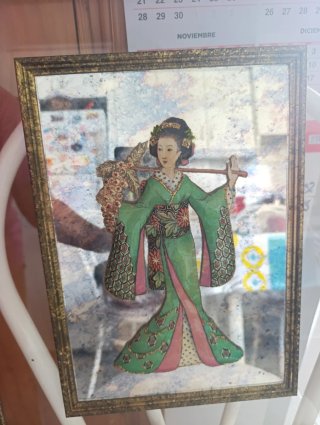 Cuadro Espejo Vintage Estilo Oriental Geisha