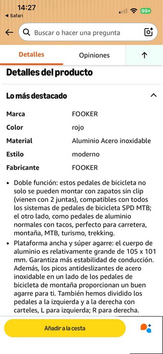Pedales Bici Fooker Rojos
