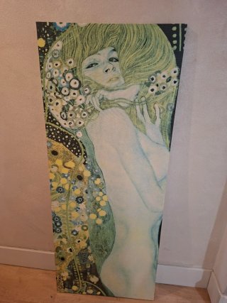 Lienzo Estilo Klimt Mujer Flores