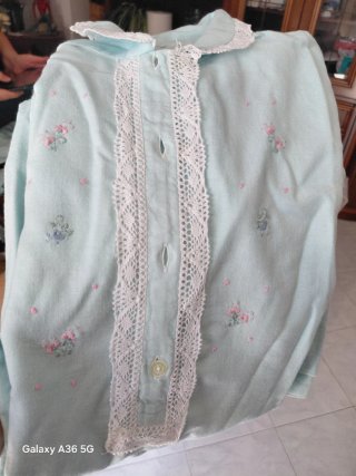 Camicia da notte vintage teal con pizzo