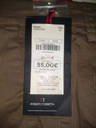 Pantalón del Diseñador Roberto Torretta. Talla 42