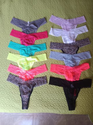 Set 12 Tangas Encaje Tiro Bajo Estampado