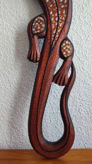 Figurita Madera Salamandra Decorativa