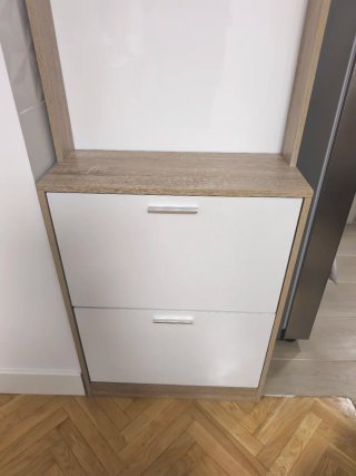 Perchero zapatero madera y blanco