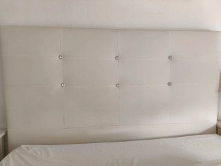 Cabecero Cama 150 Polipiel Blanco Swarovski