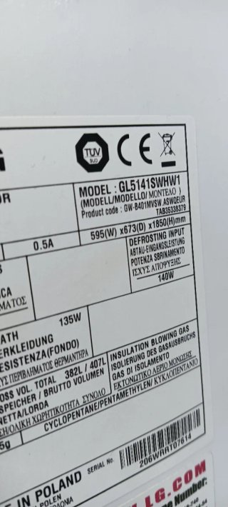NEVERA DE UNA PUERTA L.G NO FROST ENERGÍA A+