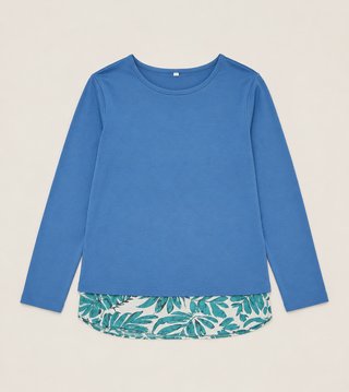 Blusa azul con estampado floral Talla L