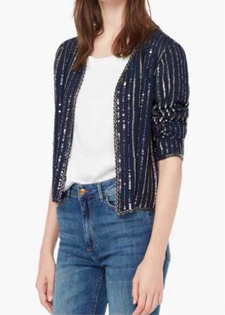 Chaqueta Sabela Mango lentejuelas azul marino